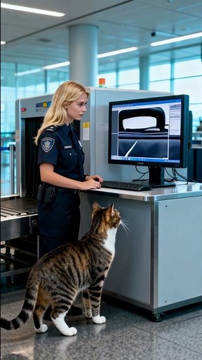 Airport Security Cat 😂🐾 X-Ray Surprise at the Checkpoint!
