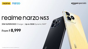 It’s time to upgrade to #NextGenQuickNextGenChic with the all-new #realmenarzoN53 powered by a 33W SUPERVOOC Charge & coming in at just 7.49mm with its Ultra Slim California Sunshine Design. Starting from ₹8,999* & extra upto ₹1,000/- off! *T&C Apply First sale on 24th May, 12:00 PM on realme.com & Amazon India. know more: bit.ly/3MAx2Fy | realme narzo India