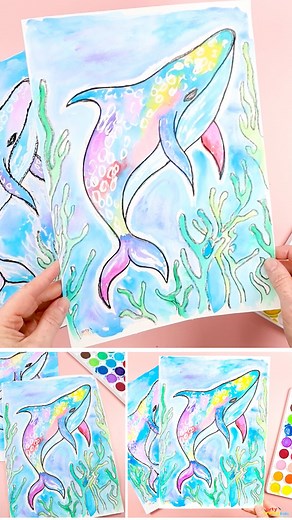 This whale shark art project is perfect for kids who love to paint, blend, and explore under the sea. Watch the magic unfold with every brushstroke! 🎨💙 #artycraftykids #kidsartclasses #kidsart #artforkids #homeschool | Arty Crafty Kids