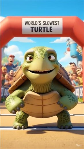 Lazy Turtle Wins the Race Slowly 😂🐢 #HaHaAI #TurtleCartoon #KidsComedy #FunnyAI #shorts