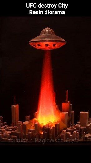 DIY UFO destroy City - Epoxy Resin diorama #artwork #diy #diycrafts
