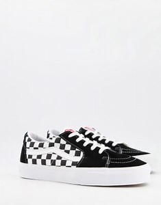 Vans SK8-Low checkerboard suede trainers in black  | ASOS