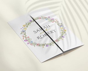 Wildflower Gatefold Wedding Invitation Template, Wildflower Wedding Gatefold Invite, Wedding Details Card, Wedding RSVP QR Code Card, Canva - Etsy