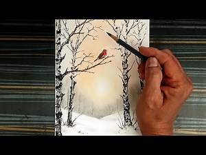 Winter Silence: Drawing a Beautiful Bird vy Charcoal & Color Pencils.