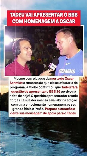 Reviravolta! Globo confirma Tadeu no BBB hoje, com homenagem a Oscar