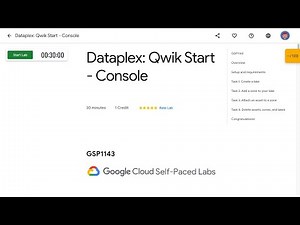 Dataplex Qwik Start Console GSP1143