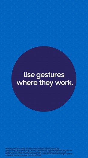 The Universal Gestures feature of #SamsungVisionAI enables you to control your TV with just simple gestures! Thankfully, it will understand your gesture at once. Disclaimer: Supports Galaxy Watch 4 and higher / Wear OS 5 and higher. | Samsung