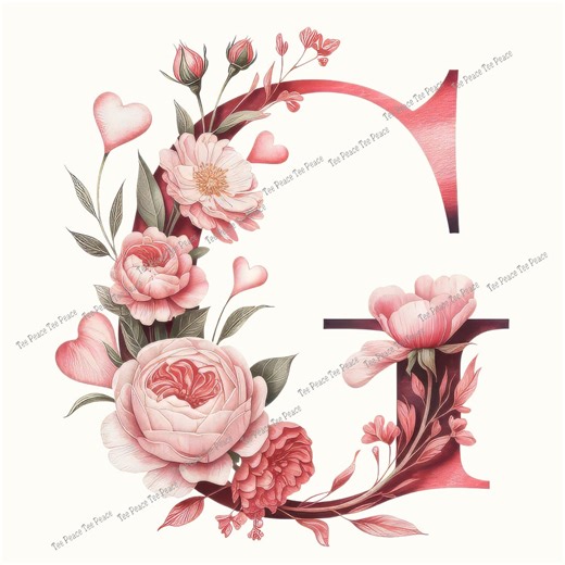 Pink Floral Monogram Letter G Fabric Panel, Quilt Sewing Square, Multiple Sizes, Fc5n - Etsy