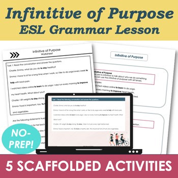Infinitive of Purpose - Adult ESL A1 Beginner Grammar Lesson, Worksheets
