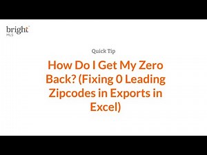 How Do I Get My Zero Back? (Fixing the 0 Leading Zip code in Exports in Excel)