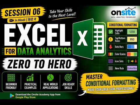 Conditional Formatting | Excel for Data Analytics | Zero to Hero | Beginners to Advanced |Session 06