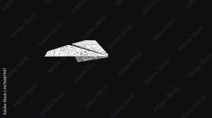 Paper Airplane - Math Page - Flying Transition - 01 - Realistic 3D animation with alpha channel isolated on transparent background