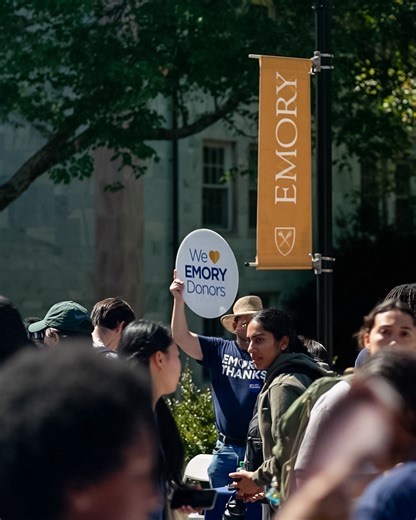 Behind every late-night study session and big dream at Emory is a donor — someone students may never meet but whose support they feel every day. During the season of gratitude, Emory students are sending a big #EmoryThanks to all who make their education possible. 💙💛 | Emory Alumni Association