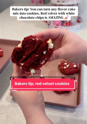 Delicious Red Velvet White Chocolate Chip Cake Mix Cookies