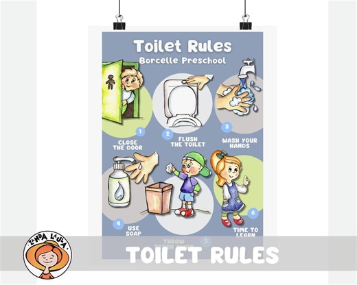 Toilet Rules Poster: Kids Bathroom Etiquette, Hygiene Basics (PDF) - Etsy