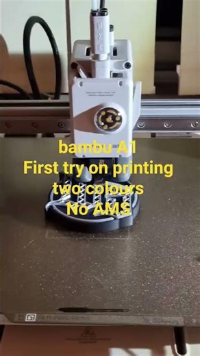 Bambu A1 two colour print first time, change filament manually