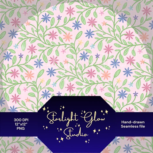 Colorful Floral Seamless Wallpaper Pattern Hand Drawn Trailing Flowers on Pink Background Bright Botanical Wall Design Girly Floral - Etsy