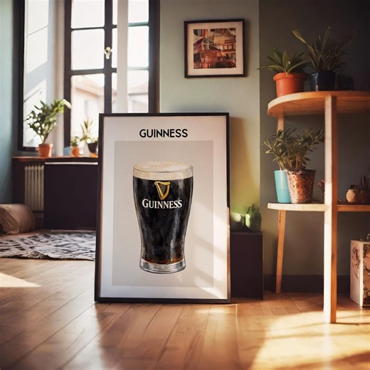 A Pint of Guinness Print: Retro Bar Cart Wall Art - Made to Order - Etsy