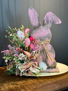 Rustic Wooden Bunny Easter Floral Centerpiece, Farmhouse Tabletop Decor - Etsy