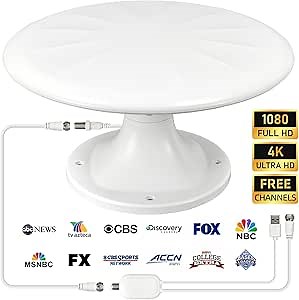 Long Range RV TV Antenna Outdoor Digital HDTV Antenna, Amplifier Signal Booster 16ft Coaxial Cable - for Camper, RV Trailer Truck Caravan Boat