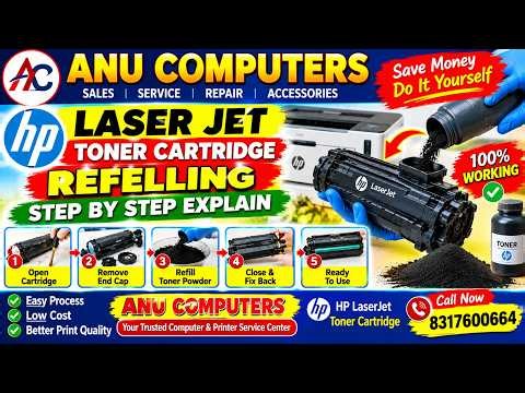👉 HP LaserJet Toner Cartridge Refilling Step by Step 🔥 | Complete Guide | ANU COMPUTERS