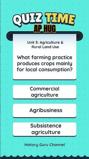 AP HUG Quiz Time! Unit 5 Review