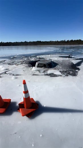What remains after a pickup truck doing donuts cracked through the ice at Stafford Forge Wildlife Management Area on January 31st. We posted the full video yesterday of the donuts caught on camera. Video credit: @tuckerfupper | The Garden State