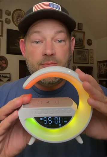 All-in-one Bluetooth speaker, alarm clock, FM radio, night light, and wireless charger. Perfect for bedside, office, or kids’ rooms. compact, stylish, and kid-friendly. #alarmclock #wirelesscharger #bluetoothspeaker #kidsroomdecor #nightlight
