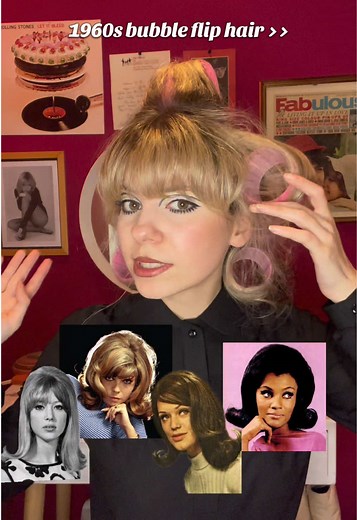 60s Vintage Bobby Pins and Bubble Flip Hair Styling