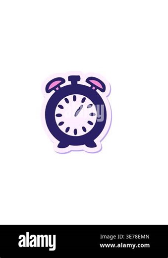 horizontally vibrating animation of sticker of a cute cartoon alarm clock Stock Video Footage - Alamy