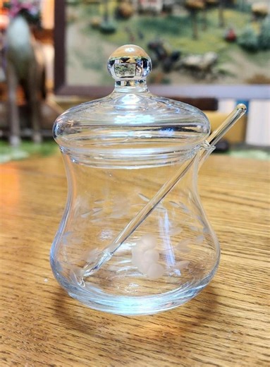 Vtg Etched Princess House Crystal Heritage Jam/jelly Jar W/lid & Spoon - Etsy