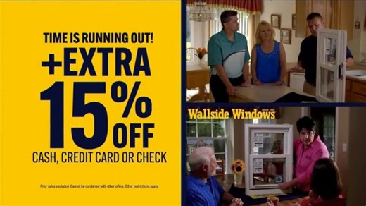 Wallside Windows TV Spot, 'Half Off Every Window and Extra 15% Off'