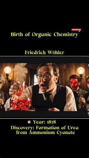 Factology Ai on Instagram: "“The day chemistry proved there is no wall between life and matter.” ⚗️✨ I am Friedrich Wöhler, and with one simple experiment, I changed the history of science. I heated ammonium cyanate, an inorganic salt… and watched it transform into something shocking — urea, a compound found only in living bodies. No cells. No organs. No life involved. Just pure chemistry creating what the world believed only nature could make. This moment shattered the belief that organic and i