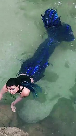 blue mermaid in a rock pool #mermaidtail #moonsong #siren #fyp #mermaid