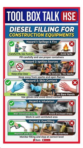 Diesel Filling for Construction Equipments // Tool Box Talk // Construction Safety
