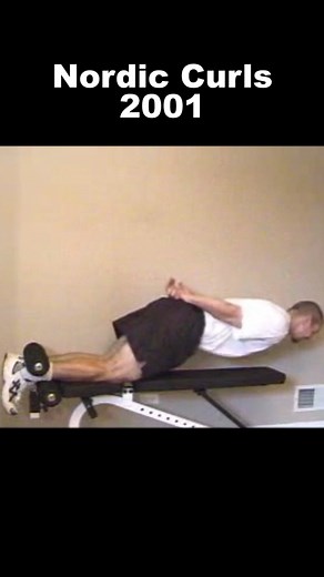 Nick Nilsson on Instagram: "Band Assisted Nordic Curls for hamstrings. This is a great way to get the benefits of the Nordic Curl without needing to be strong enough to do them fully on your own. It'll help build up strength so that you CAN eventually do them fully on your own (progress by using thinner bands). The first short video is from way back in 2001 when I was shooting video for my very first book "The Best Exercises You've Never Heard Of" (www.TheBestExercises.com). At that point, I had