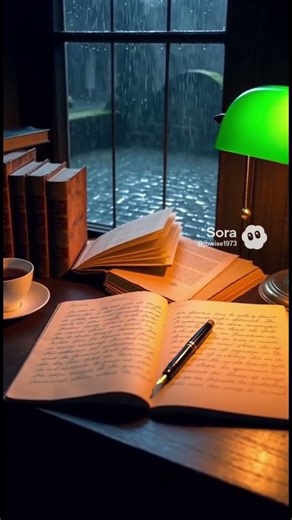 Dark Academia – Rainy Old Library Desk #dreamlifevisuals #relax