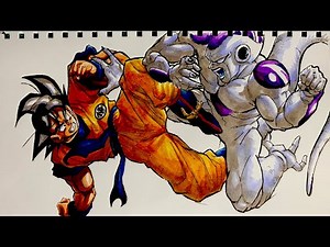 【ドラゴンボール】悟空vsフリーザ描いてみた Drawing Gokuu & Fliza