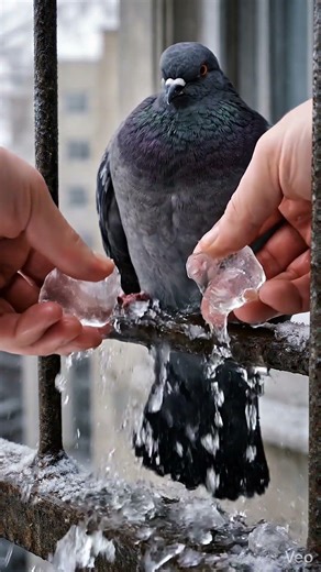Frozen to Iron Bars ❄️ Pigeon Rescued from Solid Ice | Real Winter Wildlife Rescue #animalrescue