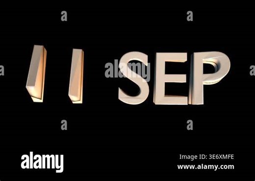 11 September animation for calendar concept isolated on black background
