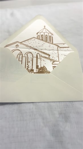 Hyegraph Invitations & Calligraphy on Instagram: "Designed for Araxi @araxikay & Khajag’s @k.birindjian beautiful Armenian wedding in Boston. This venue illustration portrays the couple’s strong cultural ties to their church and community. Saint Stephen’s church @ststephenschurchwatertown is depicted magnificently in the invitation envelope lining for Araxi & Khajag’s custom designed wedding invitations. Invitations & Napkins: @hyegraphinvitations Monogram Design: #hyegraphinvitations Venue: @in