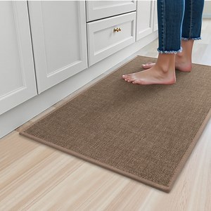 SIXHOME Washable Kitchen Rug, Absorbent Non-Slip Woven Floor Mat, 20"x32", Brown, Small Rugs for Sink, Laundry, Hallway, Bathroom