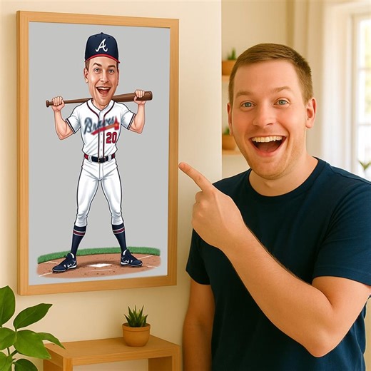 Custom Baseball Player Cartoon Portrait, Caricature From Photo (digital Download) - Etsy