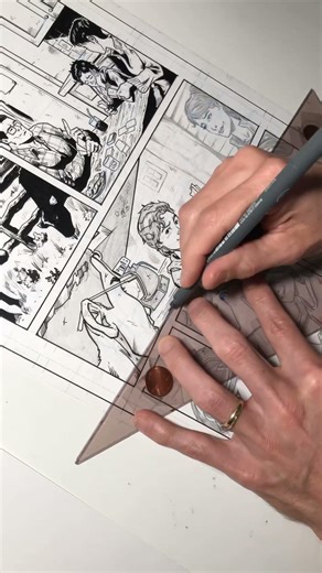 Inking a comic panel with Staedtler and Micron pens. #comicbookart #inkingcomics #inking #micron