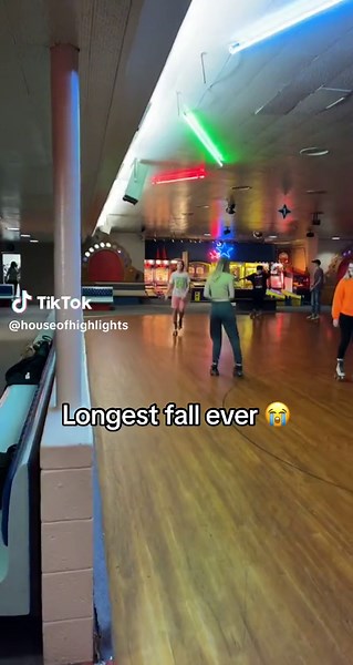 Longest Skate Fall Ever - Gravity Defying Roller Skating Mishap