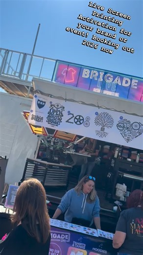 Live Screen Printing Activation for your brand or event booking now for 2026. Reach out to us for details and pricing options. #Boise #idaho #screenprinting #love #live #events | Brigade Screen Printing | Facebook