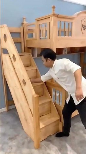 Modern wooden Twin Over Twin Bunk Bed Frame with Ladder