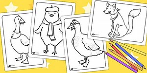 Chicken Licken Colouring Sheets