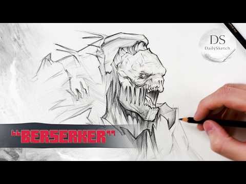 Drawing the Berserker from Gears of War | DailySketch