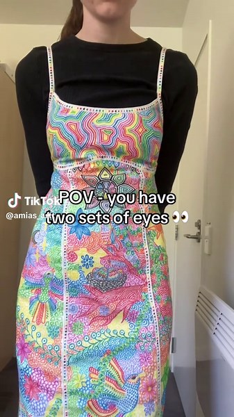 Always watching, hehe 👁️ 👁️ #wearableart #dressart #eyedrawing #creatorsearchinsights